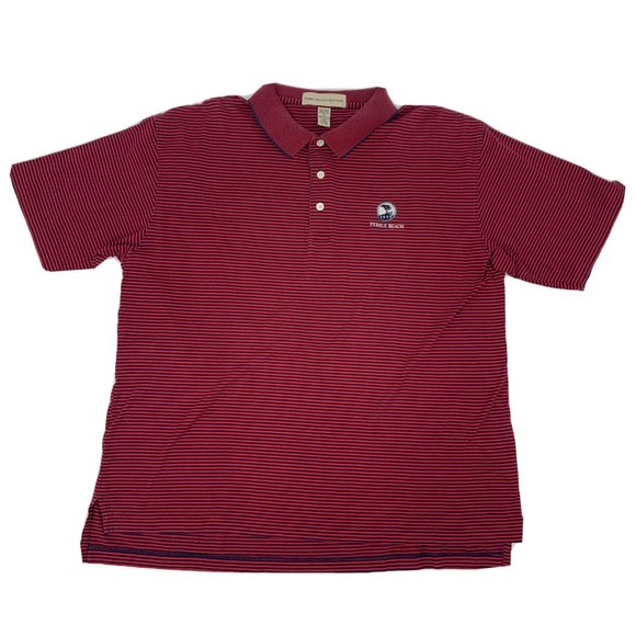 Men's Pebble Beach‎ Collection Golf Short Sleeve Polo Shirt Red Black Stripes XL - Picture 2 of 8